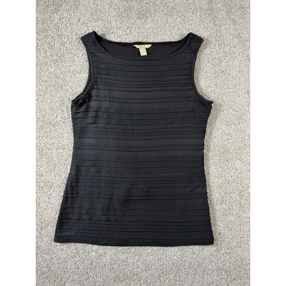Banana Republic Womens Size S Black Sleeveless Pleated Tiered Tank Top Shirt